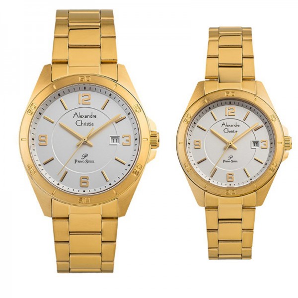 Alexandre Christie AC 1016 Gold White Steel Couple